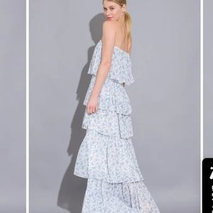 NWT Strapless Tiered Floral Maxi Dress